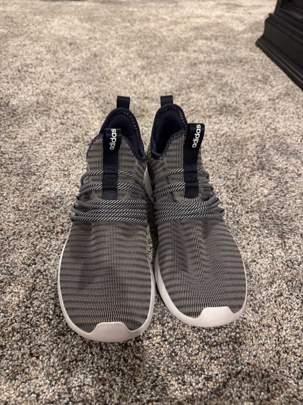 adidas Charcoal and White Knit Slip-On Sneakers